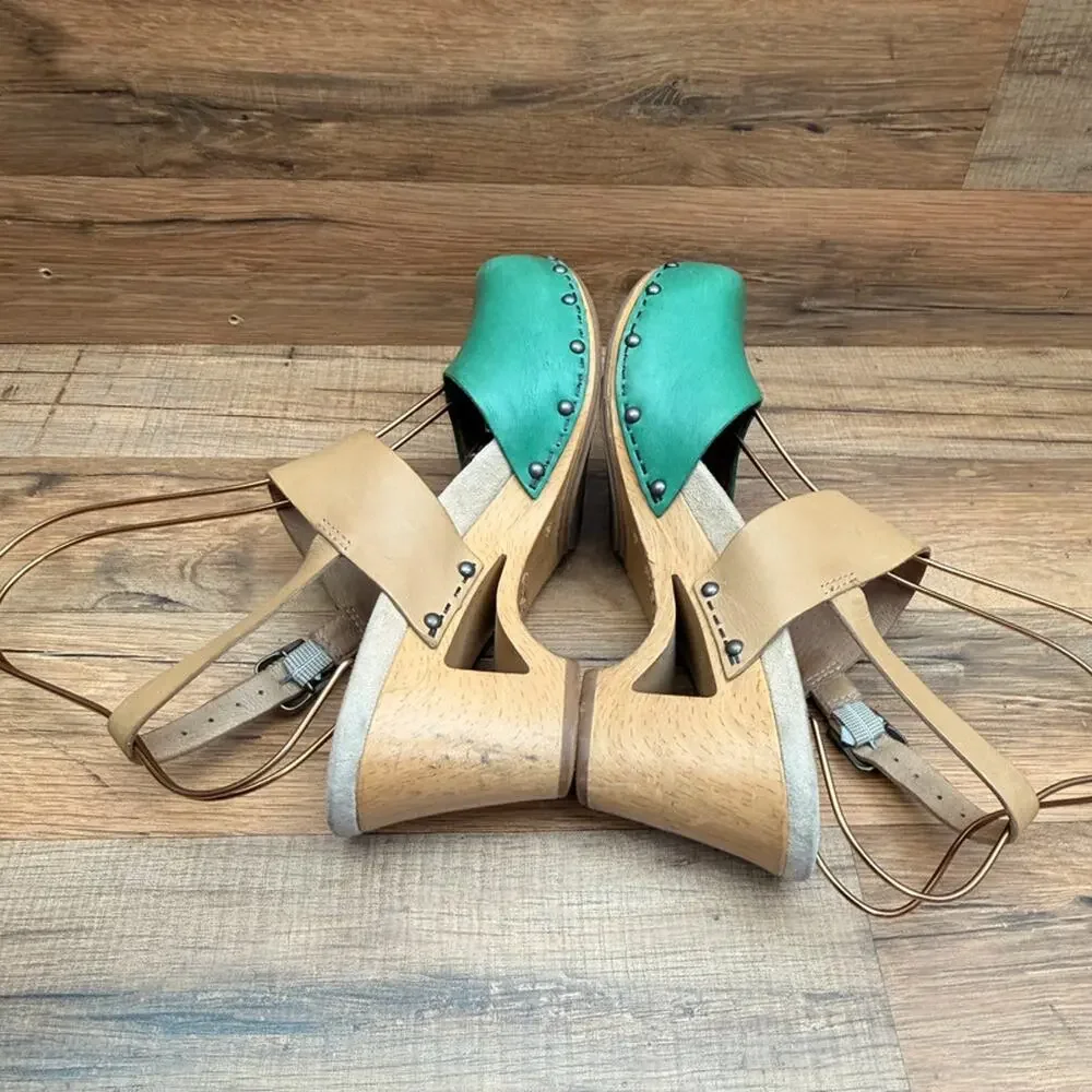 Dansko Thea Lucky Kelly  size 7.5-8 Eu38 Green Leather Combo Clog Shoes